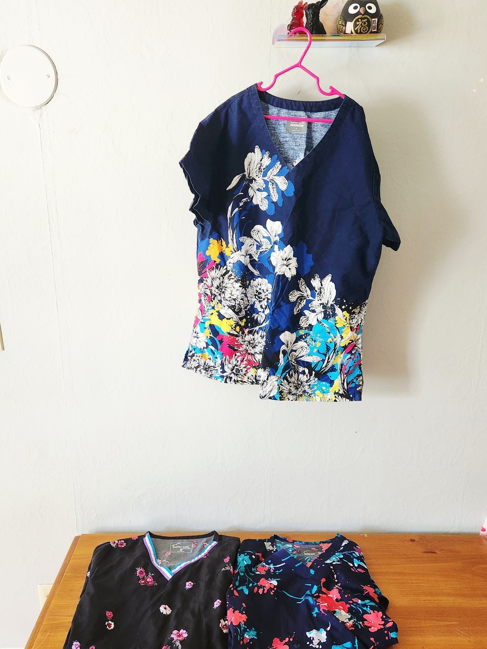 Lot of 3 Butter Soft Medium V-Neck Colorful Scrub Tops